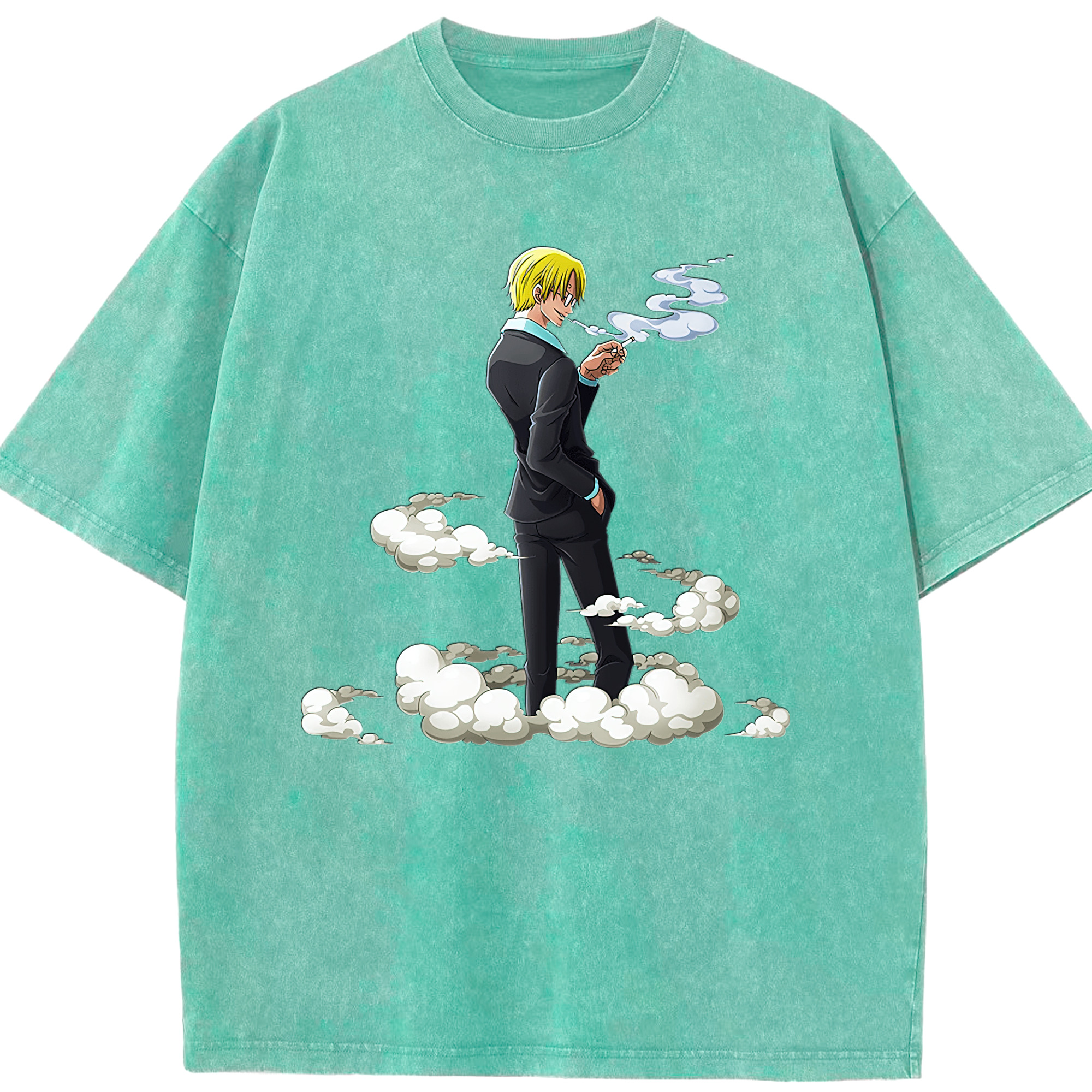 （画像用） ワンピース サンジ ONE PIECE Sanji 綿100% ヴィンテージ風 半袖Tシャツ（フロントプリント）